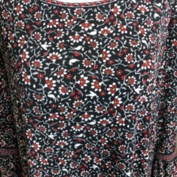 Max Studio Black & Red Floral Print Boho Business Casual Dress Large - Picture 7 of 8